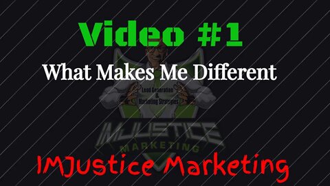 Video 1 - How Am I Any Different Than Other Marketing Pro's