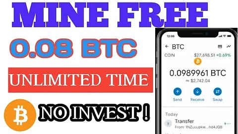 0.08 mine free bitcoin | receive unlimited times | zero Investment