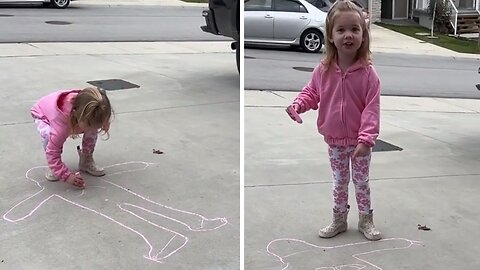 Creative girl turns driveway into a canvas with hilarious masterpiece