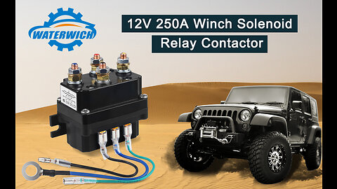 WATERWICH 12V 250A Winch Relay Winch Solenoid Contactor Winch Rocker Thumb Switch Combo with 6...