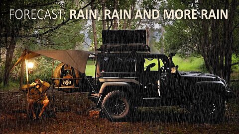 Camping in the RAIN with Jeep Wrangler [ Tarp shelter, Car camping ] SoC Ep 9