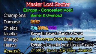 Destiny 2 Master Lost Sector: Europa - Concealed Void 12-10-21