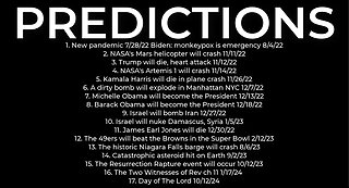 PREDICTIONS - Harris' plane crash 11/26; Trump will die 11/12, dirty bomb NYC 12/7; Obama Prez 12/18