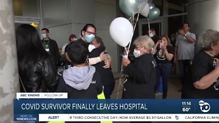 COVID survivor finally leaves hospital