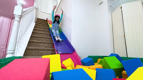 Ellie and Charlotte Stair Slide Adventure Safety and Sharing