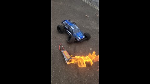 Rc car crash and fire