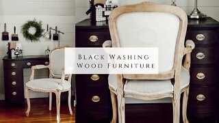 Black Washing Wood Furniture | Desk Makeover