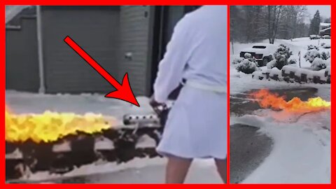 Viral Video Shows Kentucky Man Using Flamethrower to Clear Snowy Driveway