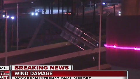 Fallen sign blocks road to McCarran Airport