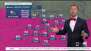 Breezy, cool with red flag warning