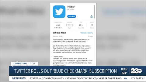 Twitter rolls out 'Blue Checkmark' subscription to users