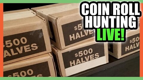 Coin Rolls from the BANK Live Stream!! Coin Roll Hunting Half Dollar Coins