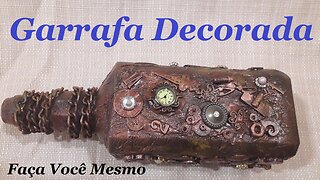 GARRAFA DECORADA - ART MIXED MEDIA BOTTLE- @lucibuzo ​