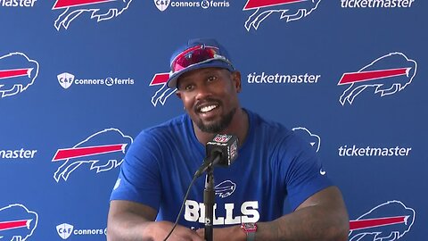 Buffalo Bills edge rusher Von Miller speaks on the first day of training camp