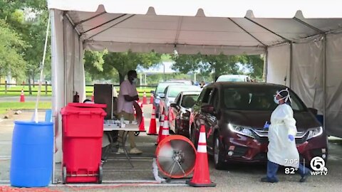 Drive-thru COVID-19 testing site in West Palm Beach has active Saturday