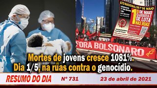 Mortes de jovens cresce 1081%. Dia 1/5, na ruas contra o genocídio - Resumo do Dia nº 731 - 23/4/21