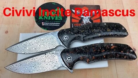 Civivi Incite Linerlock w/ Damascus & CF Shred gold or copper foil / Includes Disassembly