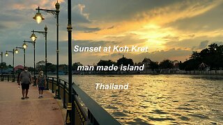 Sunset at Koh Kret man made island Thailand