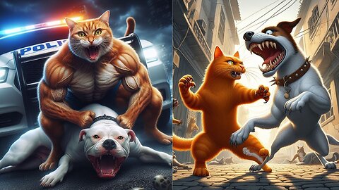 Cat vs dog fight 😿 Revenge #cat #catmemes #kitten #sad #kitty || #cat || #aicat7 #cartoon