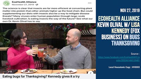 Nov 27 2019 - EcoHealth Alliance Kevin Olival w/ Lisa Kennedy (Fox Business) on bugs Thanksgiving