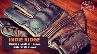 Indie Ridge Denim & Leather Brown Motorcycle gloves mens