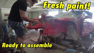 Welding and painting the frame rails on the Mustang!