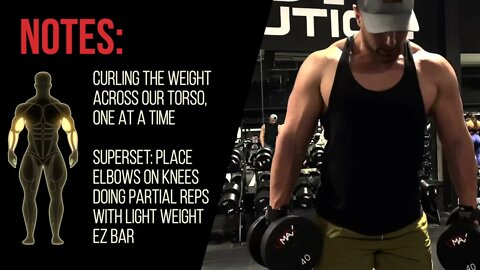 Dumbbell Pinwheel Curl / Seated EZ Bar Partials - Superset