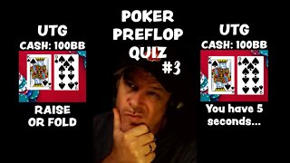 POKER PREFLOP QUIZ #3 - FOLD OR RAISE?: Poker Vlog final table highlights and poker strategy #SHORTS