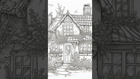 THE GARDEN COTTAGE Grayscale Coloring Book