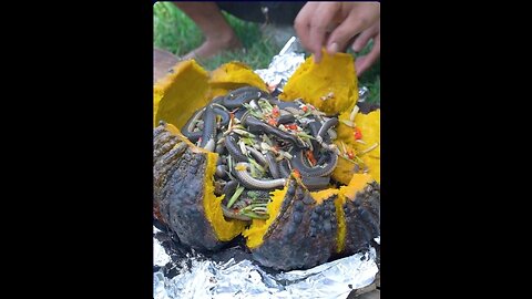 Wow Cooking Snake in Pumpkin 😱