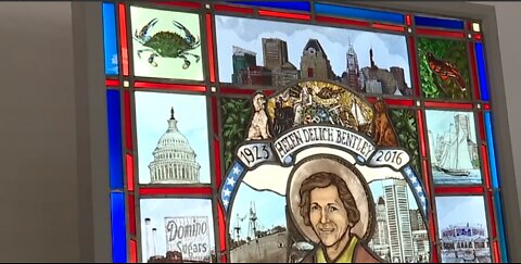 Helen Bentley, former Maryland Congresswoman, honored with stained glass portrait at the Baltimore World Trade Center