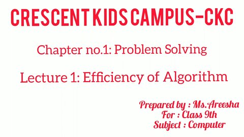 Class 9 Computer Lecture 1 Efficiency of an algorithm