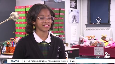 Gabrielle Johnson rallies her classmates to stuff shoeboxes for kids in need