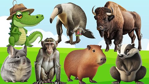 Cute Little Farm Animal Sounds - Alligator, Anteater, Chinchilla, Baboon, Capybara - Animal Videos