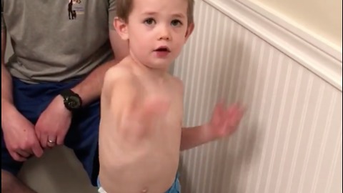 Three year old needs privacy for potty time