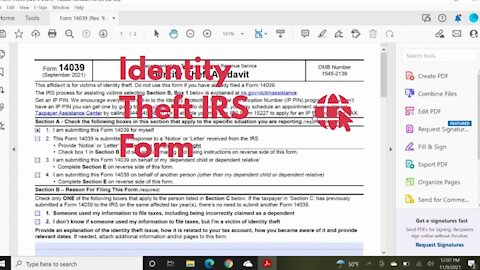 Identity Theft IRS Form - How To File IRS Identity Theft Affidavit Form 14039