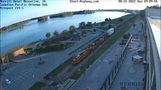 KCS Power Leading NB CP 183 Intermodal at Washington and Muscatine, IA on August 21, 2022