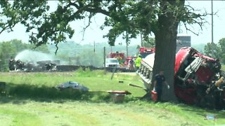 Multiple dead in fiery semi truck crash in Racine County