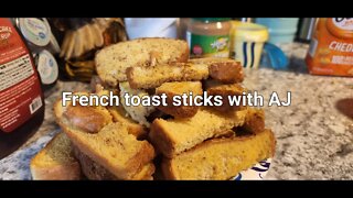 French toast sticks with AJ #cookingwithkids