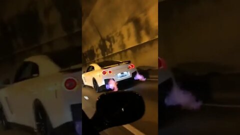 this Nissan spitting flames. #crazycars #gtr #nissangtr #foryou #viral #fastcars #supercars#shorts