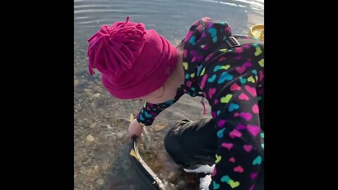 One of my 3 daughters getting it done this morning fishing