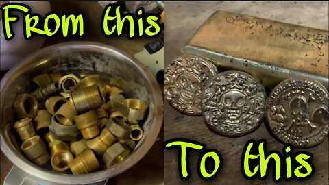 BRASS MELTING / MAKING A BRASS INGOT AND COINS/ devilforge / #meltingbrass