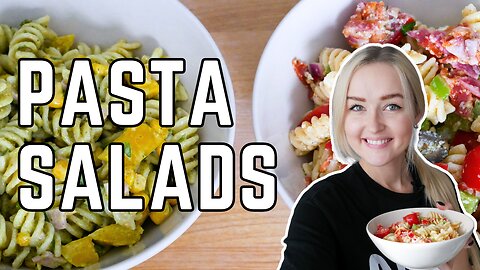 TWO DELICIOUS PASTA SALADS | Italian Pasta Salad & Pesto Pasta Salad With Bacon