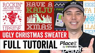 Simple Ugly Christmas Sweater Designs with Placeit in Minutes...Full Tutorial