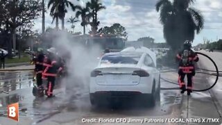 PEOPLE IN FLORIDA ARE FINDING OUT ELECTRIC VEHICLES AND SALT WATER ARE A FIRE HAZARD