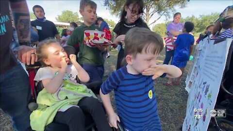 Children with special needs ride train to the North Pole