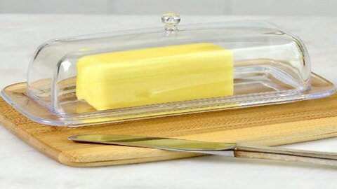 KIVY Glass butter dish with lid for countertop and refrigerator door shelf