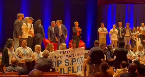 Pete Buttigieg Gets Chased Off Stage By Climate Crazies