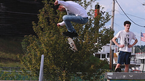 Slow Motion Video - Skateboarding 2023 - Super Nice Heel Flip at the Plaza