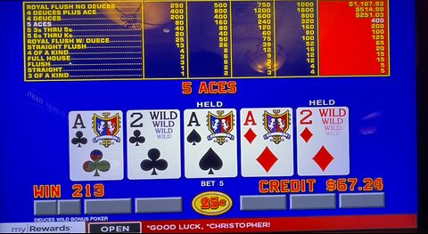 Video Poker: Deuces Wild Bonus Poker Progressive Session!